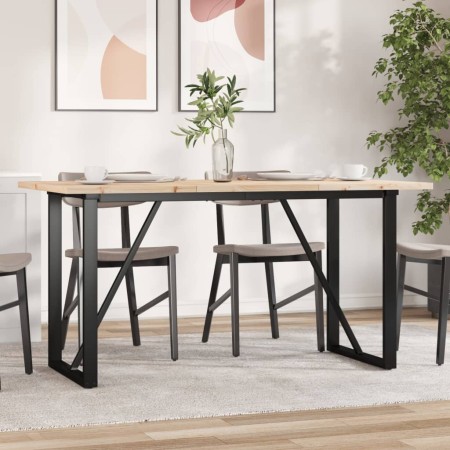 Tavolo da Pranzo Telaio a O 140x80x75,5cm Massello Pino e Ghisa