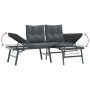 Set Panche Giardino Cuscini 3pz Nere Acciaio Verniciato Polvere