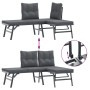 Set Panche Giardino Cuscini 3pz Nere Acciaio Verniciato Polvere