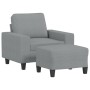 Poltrona con Poggiapiedi Grigio Chiaro 60 cm in Tessuto