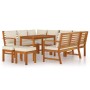 Set da Pranzo da Giardino 9pz con Cuscini Legno Massello Acacia