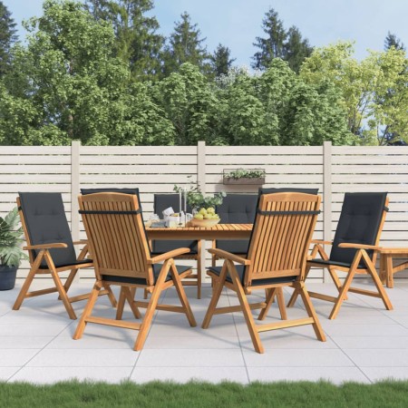 Sedie da Giardino Reclinabili con Cuscini 6 pz in Legno di Teak