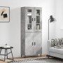 Credenza Grigio Cemento 69,5x34x180 cm in Legno Multistrato