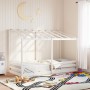 Letto Bambini con Tetto Bianco 100x200 cm Legno Massello Pino