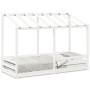 Letto per Bambini con Tetto Bianco 75x190cm Legno Massello Pino