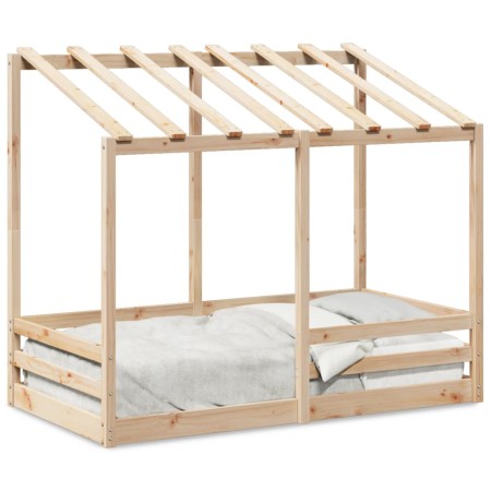 Letto per Bambini con Tetto 80x160 cm in Legno Massello di Pino