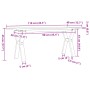 Tavolino Salotto Telaio a Y 110x40x45cm Massello Pino e Ghisa