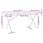 Tavolo da Pranzo Telaio a X 140x80x75,5cm Massello Pino e Ghisa