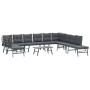 Set Panche Giardino Cuscini 6pz Nere Acciaio Verniciato Polvere