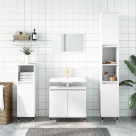 Set Mobili da Bagno 3 pz Bianco in Legno Multistrato