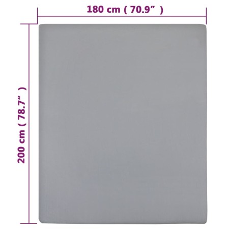 Lenzuola con Angoli Jersey 2pz Grigio 180x200 cm Cotone