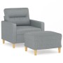 Poltrona con Poggiapiedi Grigio Chiaro 60 cm in Tessuto