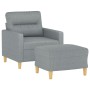 Poltrona con Poggiapiedi Grigio Chiaro 60 cm in Tessuto