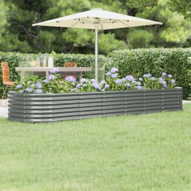 Letto Giardino Acciaio Verniciato a Polvere 296x80x36 cm Grigio