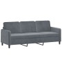 Set di Divani 3 pz con Cuscini Grigio Scuro in Velluto