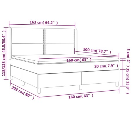 Giroletto a Molle con Materasso Marrone Scuro 160x200cm Tessuto