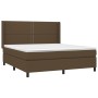 Letto a Molle Materasso e LED Marrone Scuro 160x200 cm Tessuto