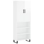 Credenza Bianco Lucido 69,5x34x180 cm in Legno Multistrato