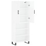 Credenza Bianco Lucido 69,5x34x180 cm in Legno Multistrato