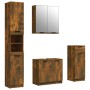 Set Mobili da Bagno 4 pz Rovere Fumo in Legno Multistrato