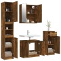 Set Mobili da Bagno 4 pz Rovere Fumo in Legno Multistrato