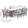 Set da Pranzo da Giardino 7 pz con Cuscini in Polyrattan Grigio