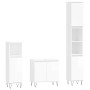 Set Mobili da Bagno 3 pz Bianco Lucido in Legno Multistrato