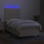 Letto a Molle con Materasso e LED Crema 100x200cm in Tessuto