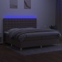 Letto a Molle Materasso e LED tortora 200x200cm in Tessuto