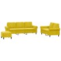 Set di Divani 3 pz con Cuscini giallo in Velluto