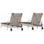 Lettino Prendisole 2 pz con Cuscini Grigio Chiaro in Polyrattan