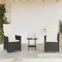 Set da Bistrò 3 pz con Cuscini Nero in Polyrattan