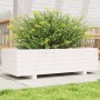 Fioriera da Giardino Bianca 90x40x26,5cm Legno Massello di Pino