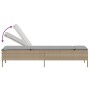 Lettino Prendisole con Tavolo e Cuscino Beige in Polyrattan