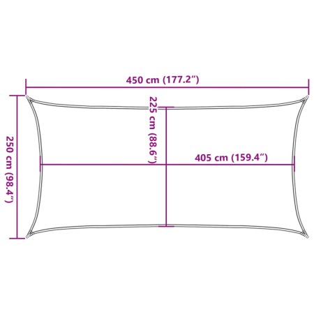 Vela Parasole 160 g/m² Rettangolare Sabbia 2,5x4,5 m in HDPE