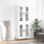 Credenza Bianco Lucido 69,5x34x180 cm in Legno Multistrato