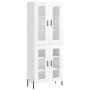 Credenza Bianco Lucido 69,5x34x180 cm in Legno Multistrato