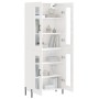 Credenza Bianco Lucido 69,5x34x180 cm in Legno Multistrato