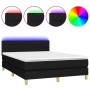 Letto a Molle con Materasso e LED Nero 140x200 cm in Tessuto