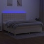 Letto a Molle Materasso e LED bianco 200x200cm in Tessuto