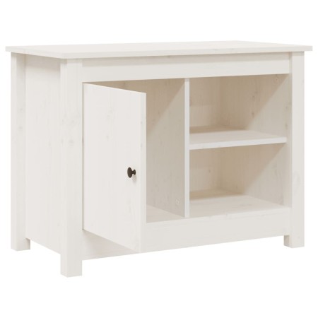 Mobile Porta TV Bianco 70x36,5x52 cm in Legno Massello di Pino