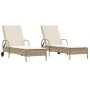 Lettini Prendisole 2 pz con Cuscini Beige in Polyrattan