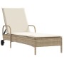 Lettini Prendisole 2 pz con Cuscini Beige in Polyrattan