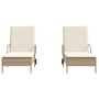 Lettini Prendisole 2 pz con Cuscini Beige in Polyrattan