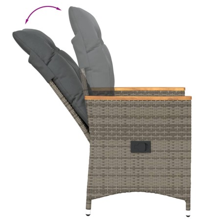 Set da Bistrò 3 pz con Cuscini Grigio in Polyrattan