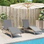 Lettini Prendisole 2 pz con Tavolino Beige in Polyrattan