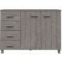 Credenza HAMAR Grigio Chiaro 113x40x80cm Legno Massello di Pino