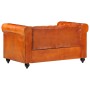 Divano Chesterfield a 2 Posti Tanno in Vera Pelle