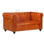 Divano Chesterfield a 2 Posti Tanno in Vera Pelle