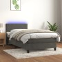 Letto a Molle con Materasso e LED Grigio Scuro 90x190cm Velluto